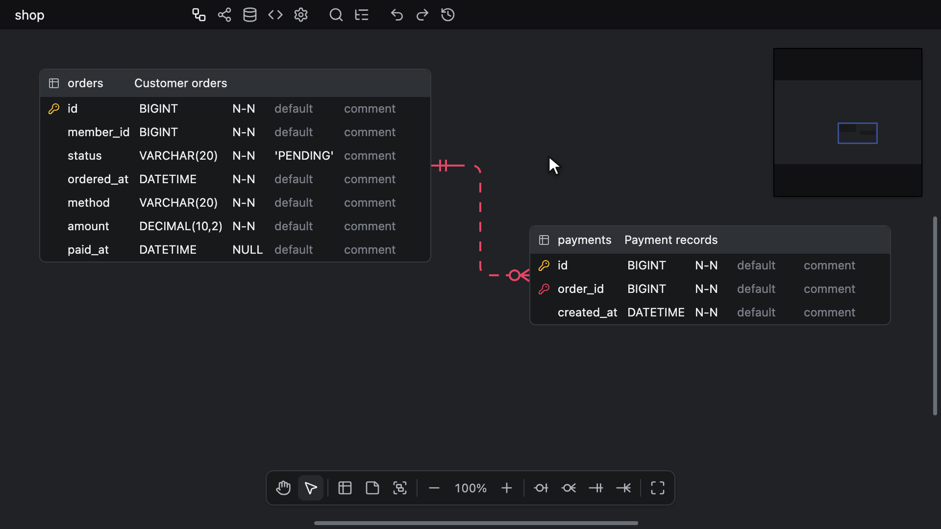 Sélection de trois colonnes et déplacement dans une autre table avec Ctrl/⌘ + drag